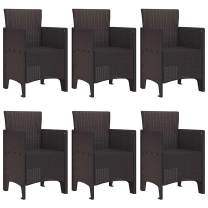Garden Dining Set 7 pcs Brown Polt rattan