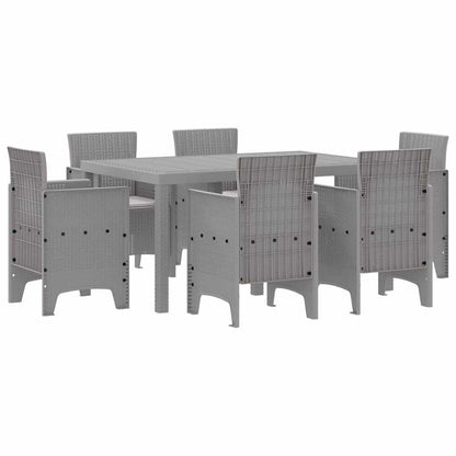 Garden Dining Set 7 pcs Light Grey Polt rattan