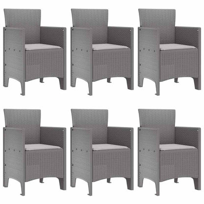 Garden Dining Set 7 pcs Light Grey Polt rattan