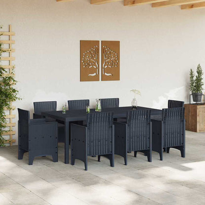 Garden Dining Set 9 pcs Anthracite Polt rattan