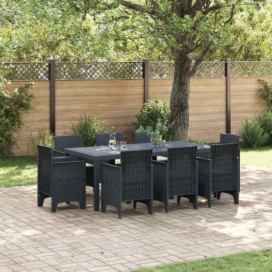 Garden Dining Set 9 pcs Anthracite Polt rattan
