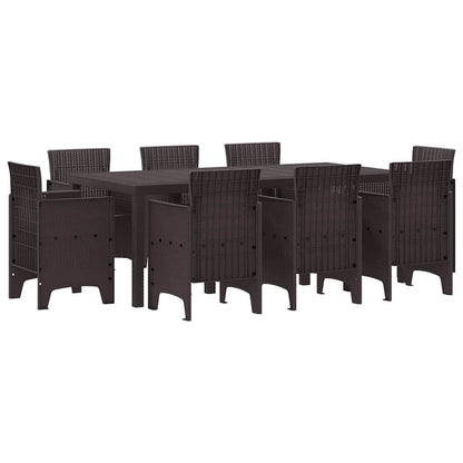 Garden Dining Set 9 pcs Brown Polt rattan