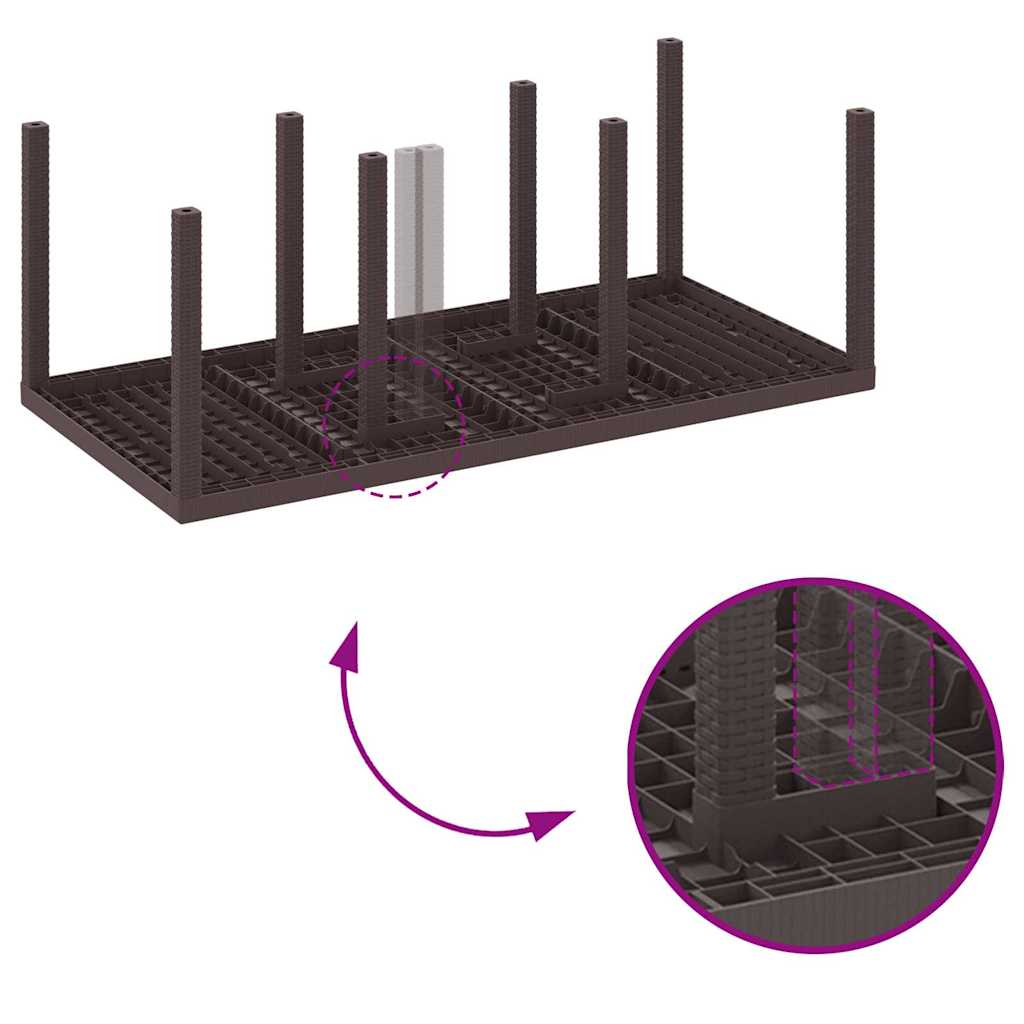 Garden Dining Set 9 pcs Brown Polt rattan