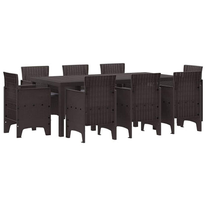 Garden Dining Set 9 pcs Brown Polt rattan