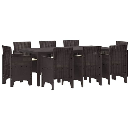Garden Dining Set 9 pcs Brown Polt rattan
