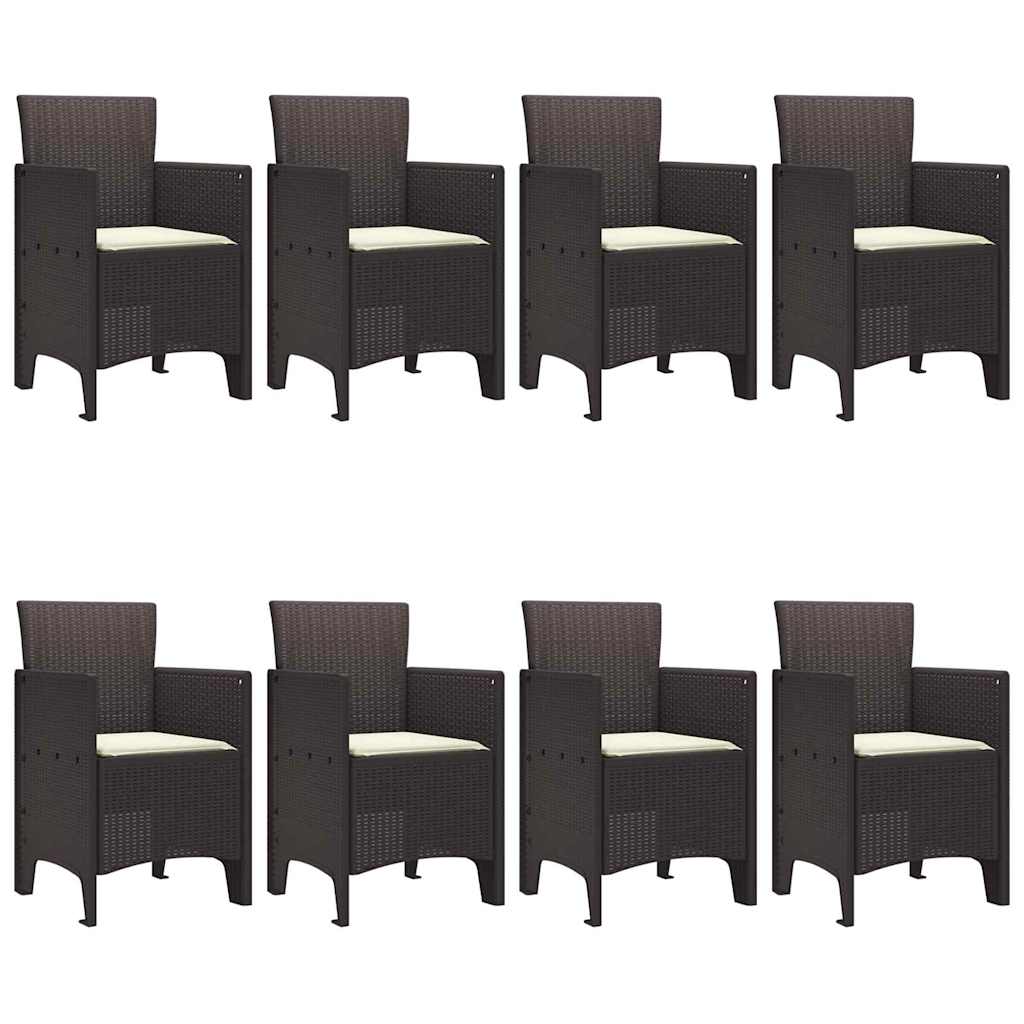 Garden Dining Set 9 pcs Brown Polt rattan