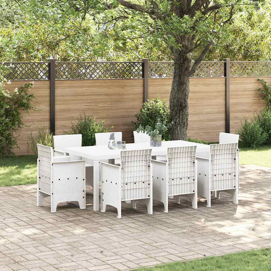 Garden Dining Set 9 pcs White Polt rattan
