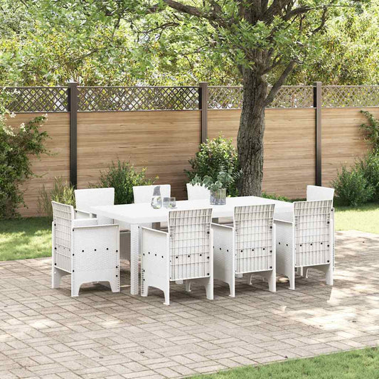 Garden Dining Set 9 pcs White Polt rattan