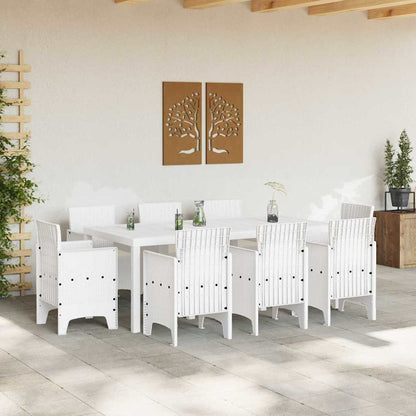 Garden Dining Set 9 pcs White Polt rattan