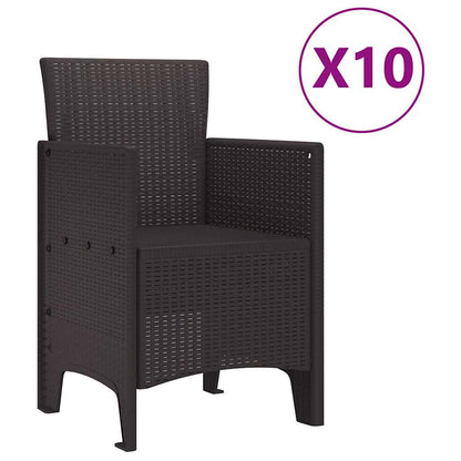 Garden Dining Set 11 pcs Brown Polt rattan