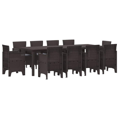 Garden Dining Set 11 pcs Brown Polt rattan