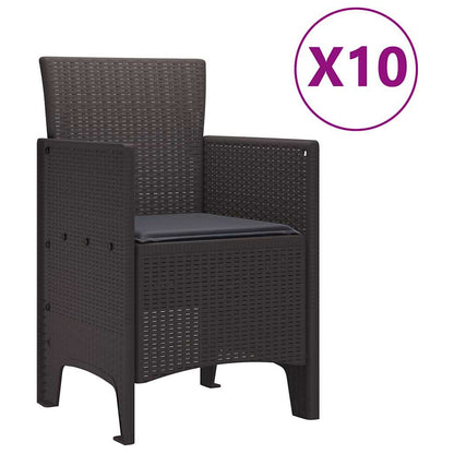 Garden Dining Set 11 pcs Brown Polt rattan