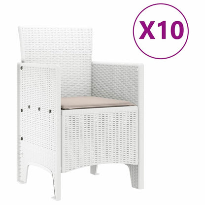 Garden Dining Set 11 pcs White Polt rattan