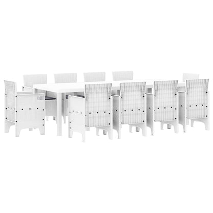Garden Dining Set 11 pcs White Polt rattan