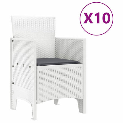 Garden Dining Set 11 pcs White Polt rattan