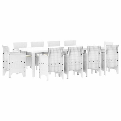 Garden Dining Set 11 pcs White Polt rattan