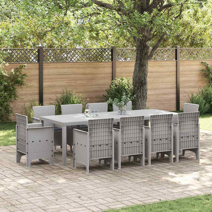 Garden Dining Set 11 pcs Light Grey Polt rattan