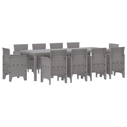 Garden Dining Set 11 pcs Light Grey Polt rattan