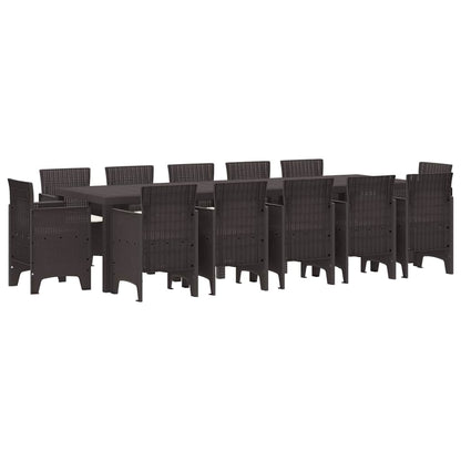 Garden Dining Set with Cushion 13 pcs Brown Rattan