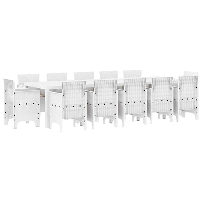 Garden Dining Set with Cushion 13 pcs White and Light grey
