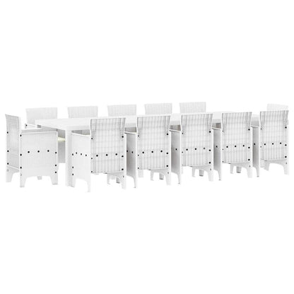 Garden Dining Set 13 pcs White Poly rattan and Cotton