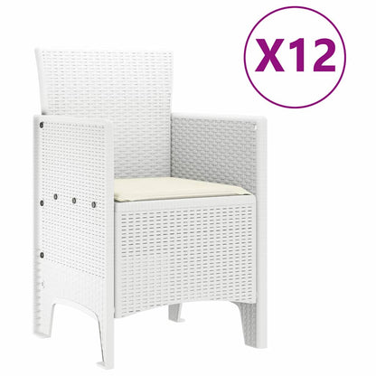 Garden Dining Set 13 pcs White Poly rattan and Cotton