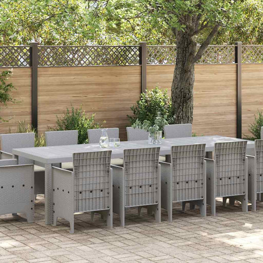 Garden Dining Set with Cushion 13 pcs Light grey