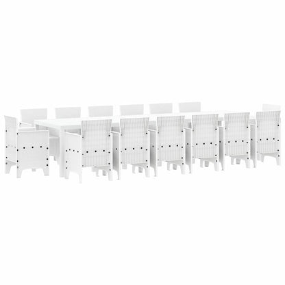 Garden Dining Set 15 pcs White Polt rattan