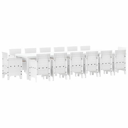 Garden Dining Set 15 pcs White Polt rattan
