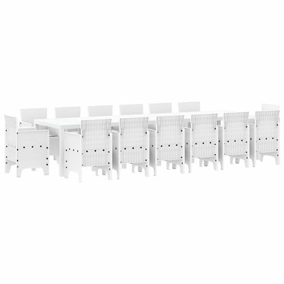 Garden Dining Set 15 pcs White Polt rattan