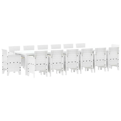 Garden Dining Set 15 pcs White Polt rattan