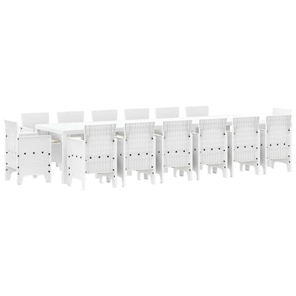 Garden Dining Set 15 pcs White Polt rattan