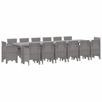 Garden Dining Set 15 pcs Light Grey Polt rattan