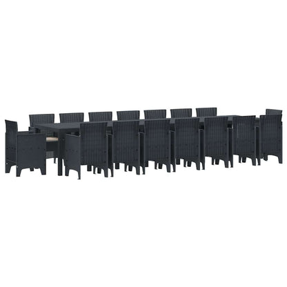 Garden Dining Set 17 pcs Anthracite Polt rattan