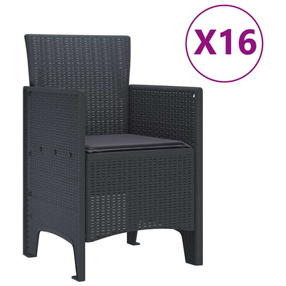 Garden Dining Set 17 pcs Anthracite Polt rattan