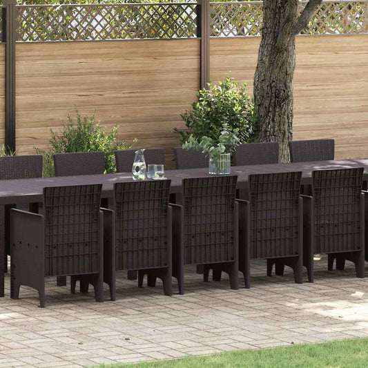 Garden Dining Set 17 pcs Brown Polt rattan