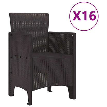 Garden Dining Set 17 pcs Brown Polt rattan