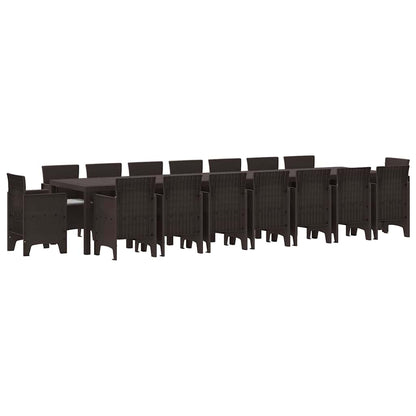 Garden Dining Set 17 pcs Brown Polt rattan