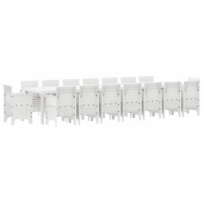 Garden Dining Set 17 pcs White Polt rattan