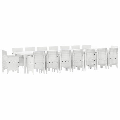 Garden Dining Set 17 pcs White Polt rattan