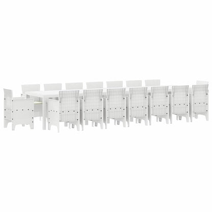 Garden Dining Set 17 pcs White Polt rattan