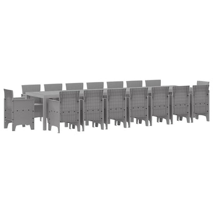 Garden Dining Set 17 pcs Light Grey Polt rattan