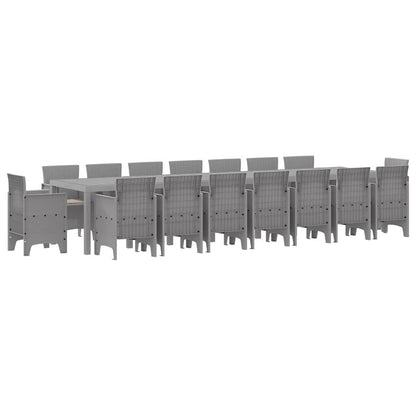 Garden Dining Set 17 pcs Light Grey Polt rattan