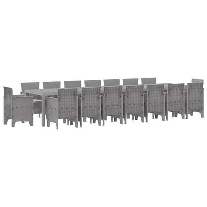 Garden Dining Set 17 pcs Light Grey Polt rattan