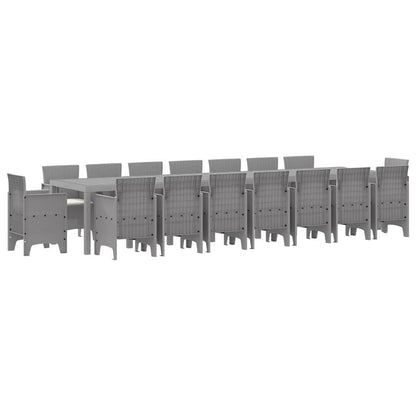 Garden Dining Set 17 pcs Light Grey Polt rattan