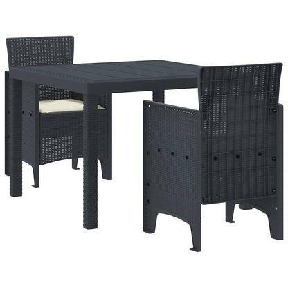 Garden Dining Set 3 pcs Anthracite Polt rattan