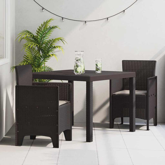 Garden Dining Set 3 pcs Brown Polt rattan