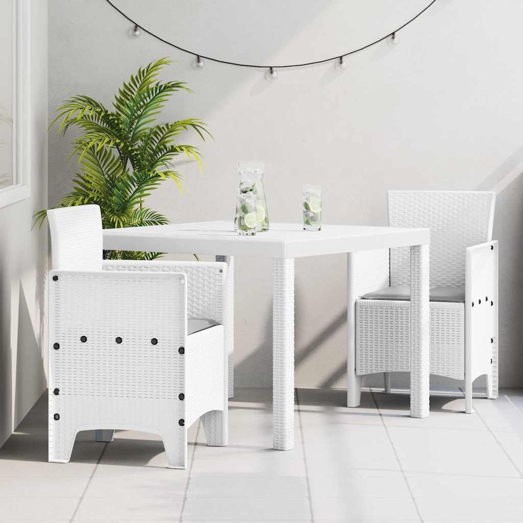 Garden Dining Set 3 pcs White Polt rattan