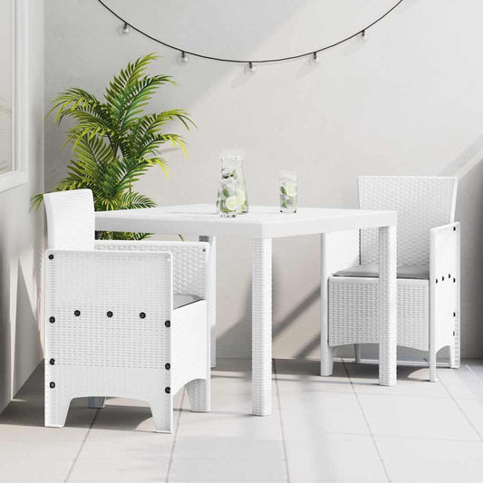 Garden Dining Set 3 pcs White Polt rattan
