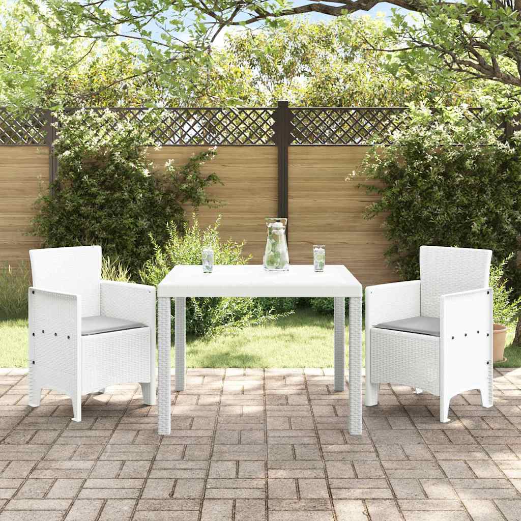Garden Dining Set 3 pcs White Polt rattan